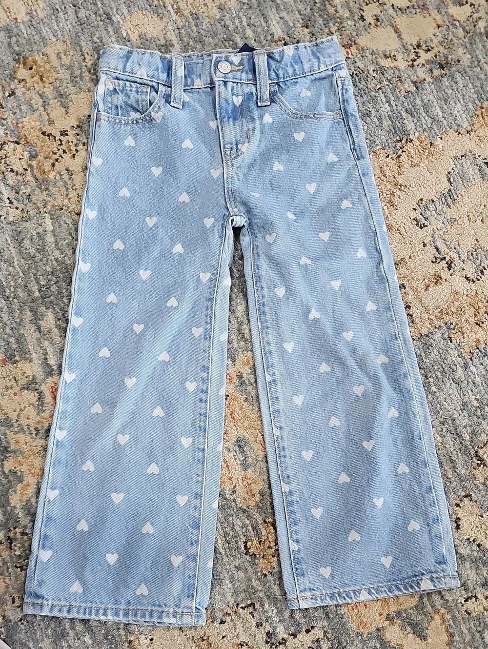 Old Navy Light Blue Heart-Print Jeans Girls Sz 6